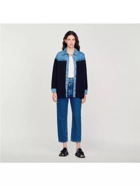 Sandro mixed material cardi coat